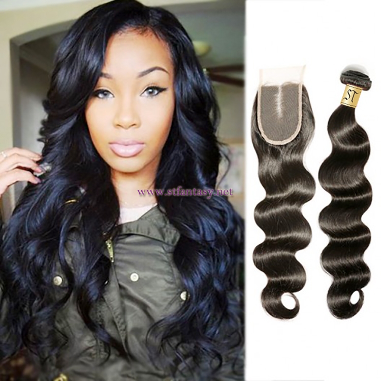 ST Fantasy Indian Body Wave Hair 3Bundles With 4*4 Lace Closure