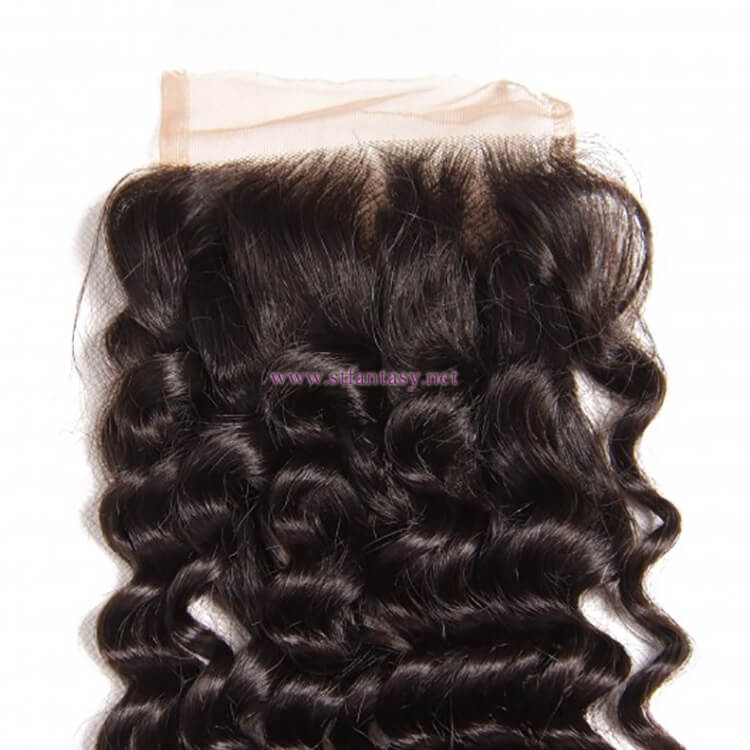 ST Fantasy  Deep Wave Lace Closure with 4 Bundles Virgin Hair