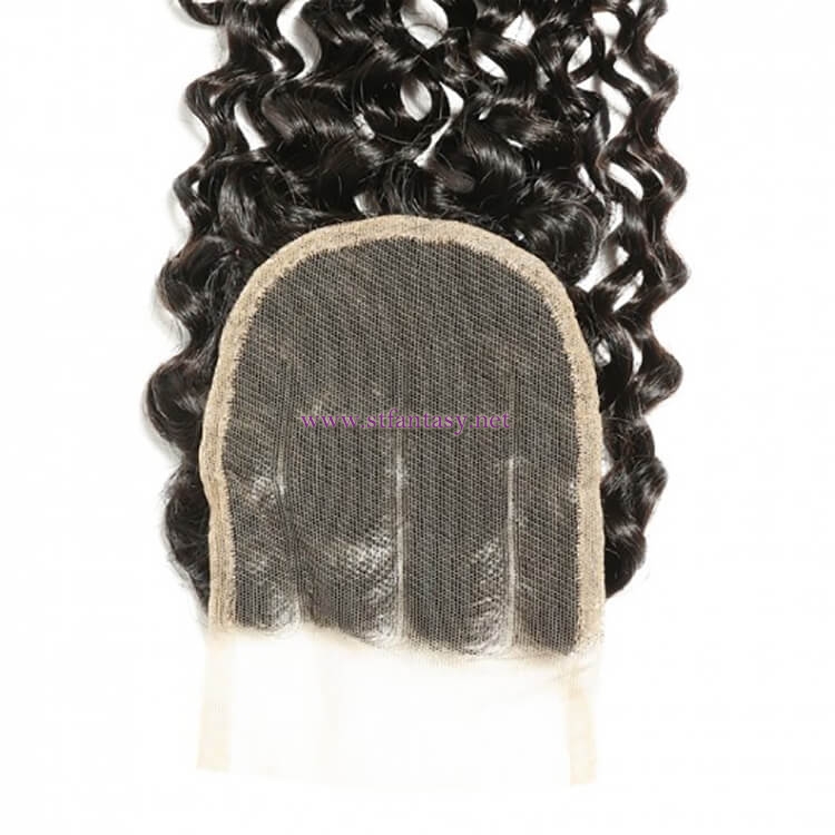 ST Fantasy Human Hair 4Bundles With Curly Peruvian Lace Closure