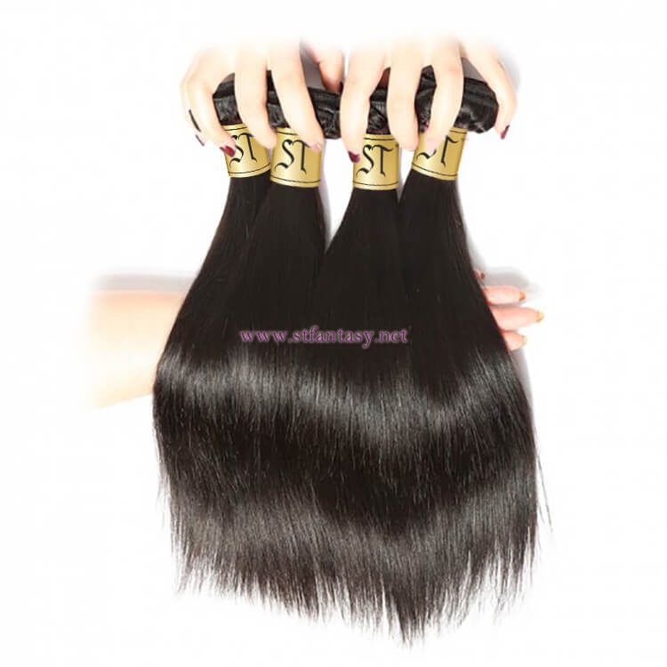 ST Fantasy Malaysian Human Hair Straight 4Bundles With Lace Closure