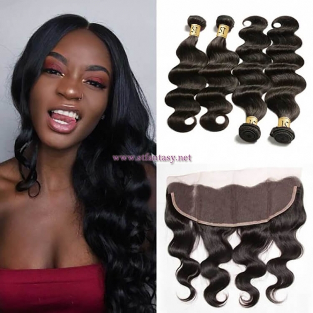 ST Fantasy  Hair 4Bundles with Lace Frontal Closure Indian Body Wave