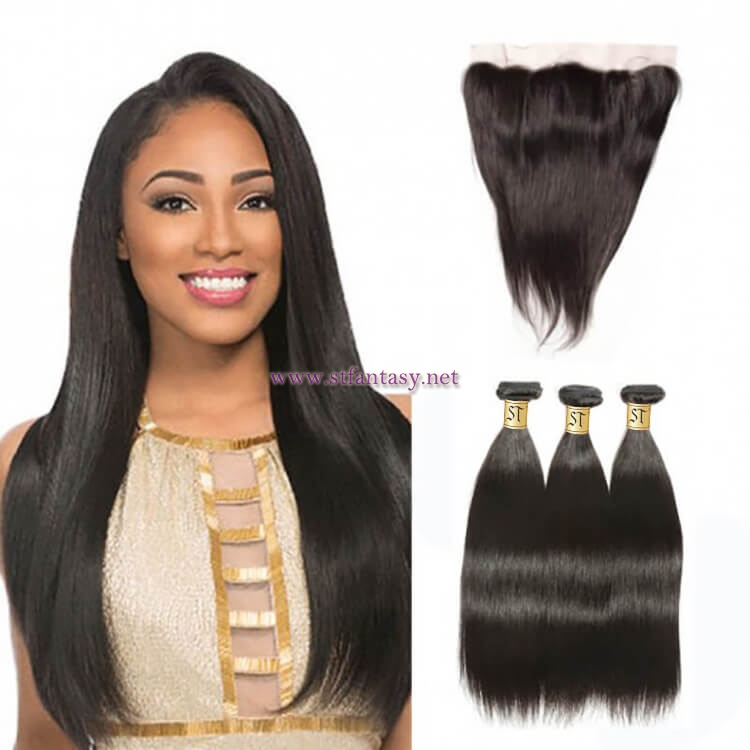 ST Fantasy Malaysian Lace Frontal Closure With 3Bundles Straight Hair