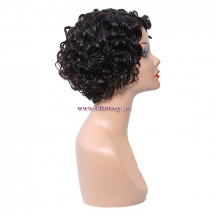 ST Fantasy Pre-plucked Natural Side Part Short Wave Bob Wig