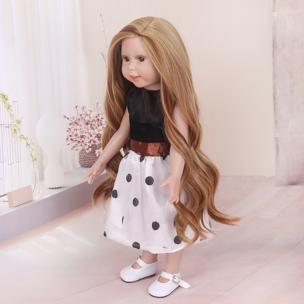 STFantasy Fashion Brown Water Wave Wig American Girl Doll Wigs For 16 Inch