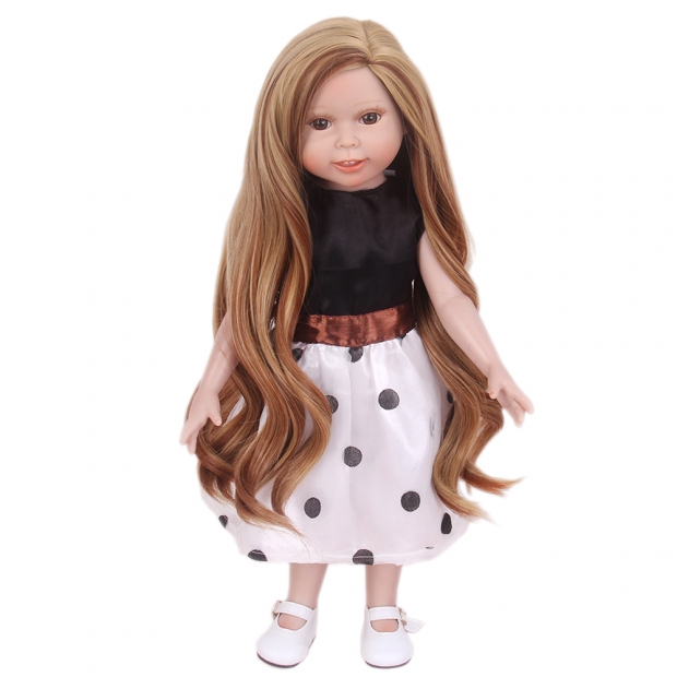 STFantasy Fashion Brown Water Wave Wig American Girl Doll Wigs For 16 Inch