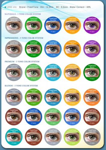 korean FreshTone cosmetic contact lenses 50 colors