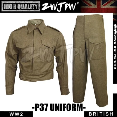 WWII WW2 UK British Army P37 SUITS & EQUIPMENT Winter uniform Woolen soldiers Coat & Pants