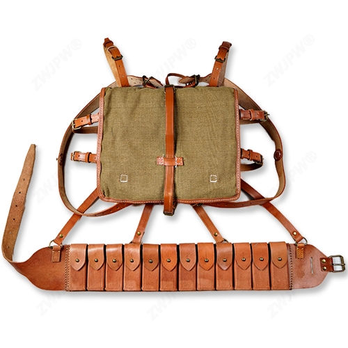 WW2 CHINESE ARMY KMT PACKAGE FIELD EQUIPMENT WITH WOODEN FRAM WITH JIULONG AMMO POUCH