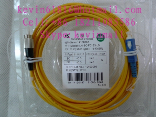 5m long 3mm diameter, SC-FC Original optical fiber jumper, FC-SC Connector single model  single core