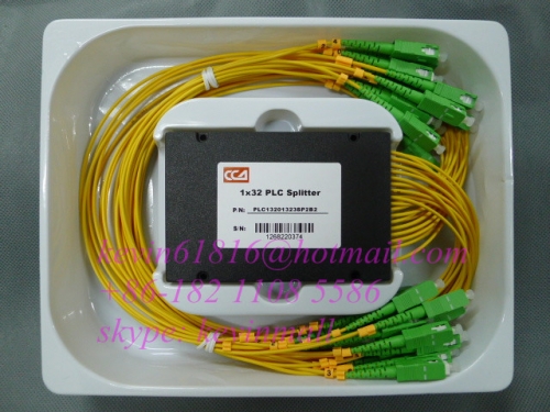 1*32 CCV Fiber Optic PLC Splitter pigtail, singlemode, with SC/APC connector for FTTH,1x32 ODN box module