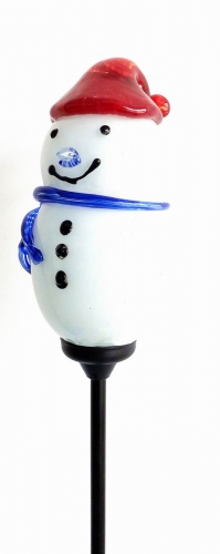 Decorative Hand Blown Glass Garden Solar Lights  - SNOWMAN