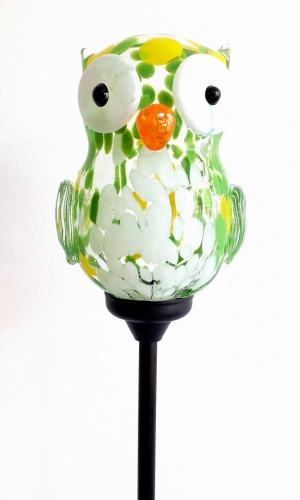 Decorative Hand Blown Glass Garden Solar Lights  - OWL