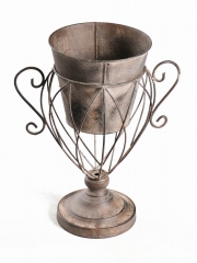 Metal Plant Pot in Antique Brown finish