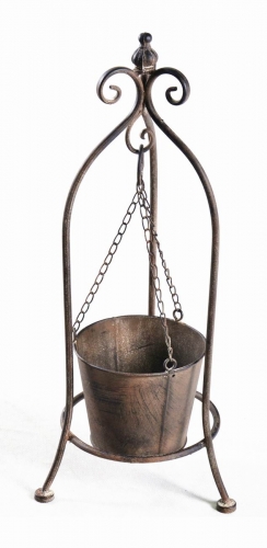 Metal Plant Pot in Antique Brown finish
