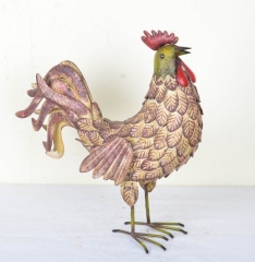 Hand Paint Metal ROOSTER Chicken Yard Art Barn Farm