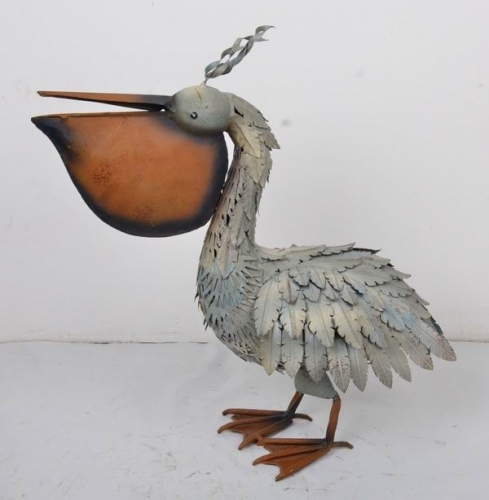 Hand Paint Metal Pelican Yard Art Barn Farm