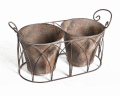 Metal Plant Pots in Antique Brown finish