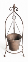 Metal Plant Pot in Antique Brown finish