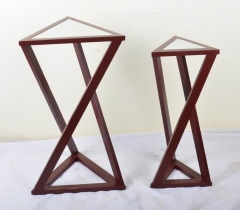 Set of 2 Metal and Glass Plant Floor Standing Flower Holder