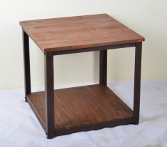 Metal and Wooden Table, Natural Wood Finish
