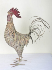 Hand Paint Metal ROOSTER Chicken Yard Art Barn Farm