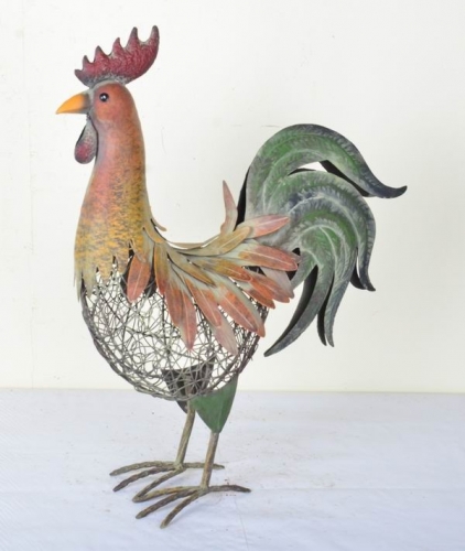 Hand Paint Metal ROOSTER Chicken Yard Art Barn Farm