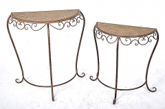 Set of 2 Rustic Metal Plant Floor Standing Flower Holder