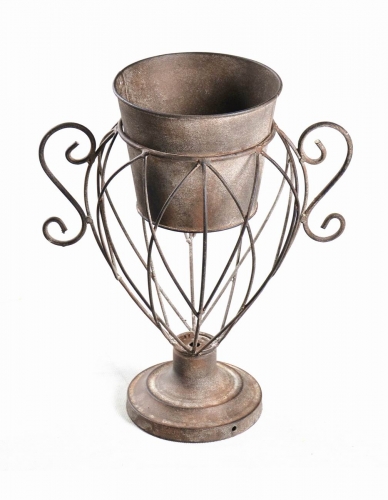 Metal Plant Pot in Antique Brown finish