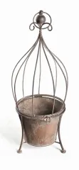 Antique Brown Metal Flower Plant Pot