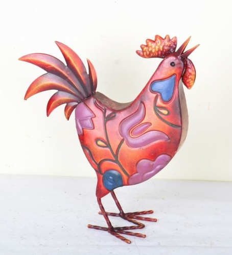 Hand Paint Metal ROOSTER Chicken Yard Art Barn Farm