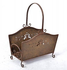 Rustic Metal Basket with Handle