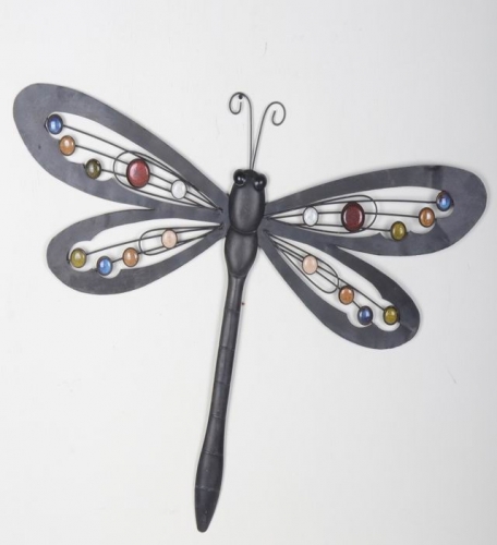 Metal Dragonfly Wall Art Sparkling Gems Décor