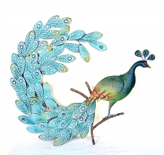 Metal Colorful Peacock Wall Art Sparkling Gems Décor