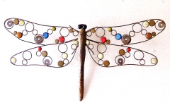 Metal Dragonfly Wall Art Sparkling Gems Décor