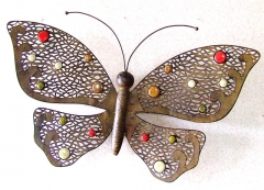 Metal Butterfly Wall Art Sparkling Gems Décor