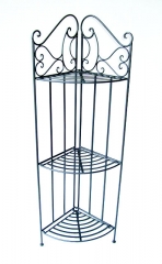 Decorative Rustic Wrought Iron Metal Outdoor Patio. 3-TIER CORNER RACK