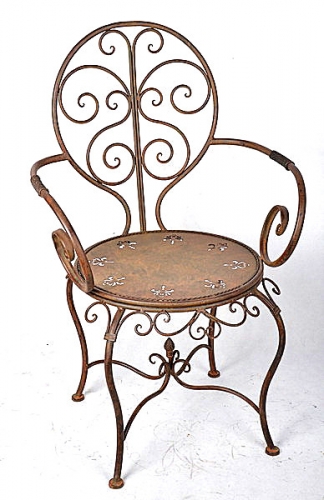 Decorative Rustic Wrought Iron Metal Outdoor Patio. ARMCHAIR Lock Down