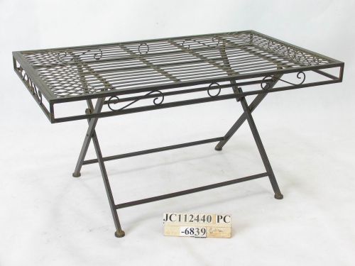 Decorative Rustic Wrought Iron Metal Outdoor Patio. RECT. FOLDING TABLE