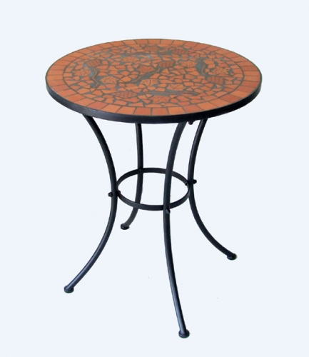 Decorative Rustic Wrought Iron Metal Outdoor Patio. FRAME TERRACOTTA BISTRO TABLE