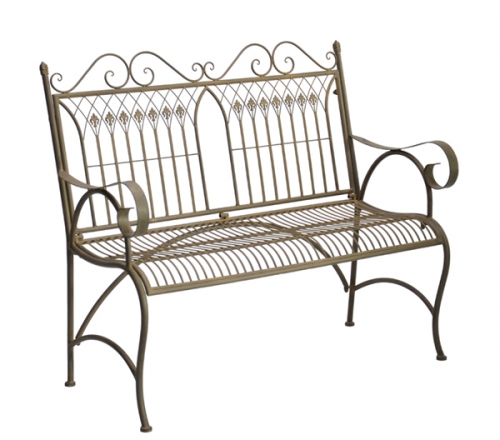 Decorative Rustic Wrought Iron Metal Outdoor Patio. BENCH Lock Down