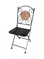 Decorative Rustic Wrought Iron Metal Outdoor Patio. FRAME TERRACOTTA BISTRO CHAIR