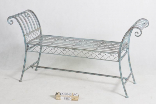 Decorative Rustic Wrought Iron Metal Outdoor Patio. 2-SEAT GARDEN BENCH Lock Down