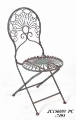 Rustic Iron Outdoor Patio Bistro Folding Chair