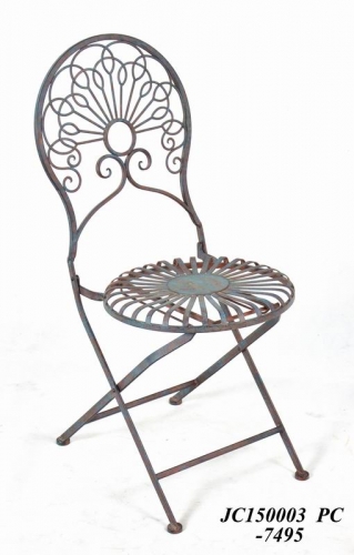 Rustic Iron Outdoor Patio Bistro Fodling Chair