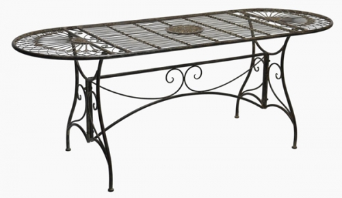 Decorative Rustic Wrought Iron Metal Outdoor Patio. LARGE DINNING TABLE Lock Down