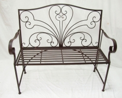 Decorative Rustic Wrought Iron Metal Outdoor Patio. 2-SEAT GARDEN BENCH Lock Down