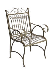 Decorative Rustic Wrought Iron Metal Outdoor Patio. ARMCHAIR Lock Down