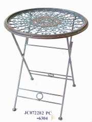 Decorative Rustic Wrought Iron Metal Outdoor Patio. RD. FOLDING TABLE