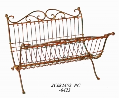 Decorative Rustic Wrought Iron Metal Outdoor Patio. MAGAZINE RACK