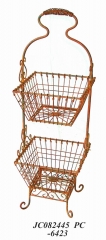 Decorative Rustic Wrought Iron Metal Outdoor Patio. 2-TIER BASKET